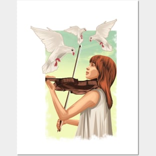 The Lovable Violin Girl Posters and Art